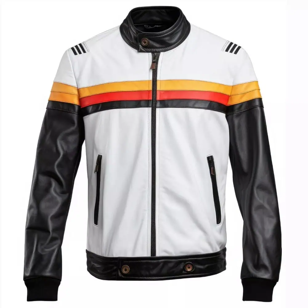 Men’s Biker Leather Jacket Inspired By German Flag Men’s Biker Leather Jacket