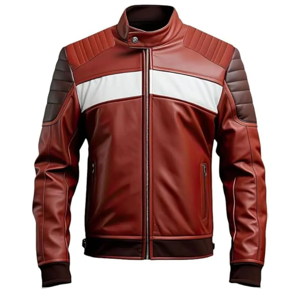 Men’s Genuine Sheepskin Quilted Winter Leather Biker Jacket Men's Leather Biker Jacket