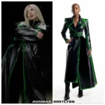 American Singer-Inspired Long Leather Coat