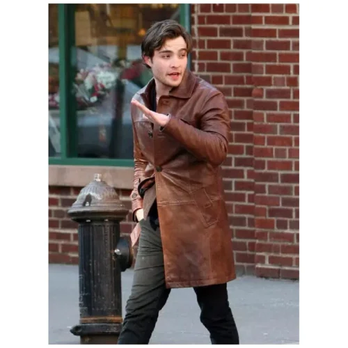 Celebrity Men’s Leather Long Coat