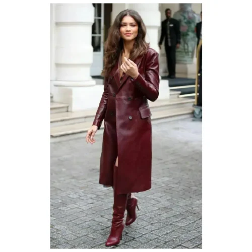 Celebrity Women’s Leather Long Coat