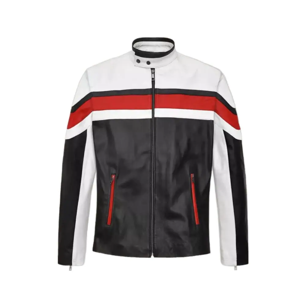 Men’s Lambskin Biker Leather Jacket – Stand-Up Collar Men’s Biker Leather Jacket