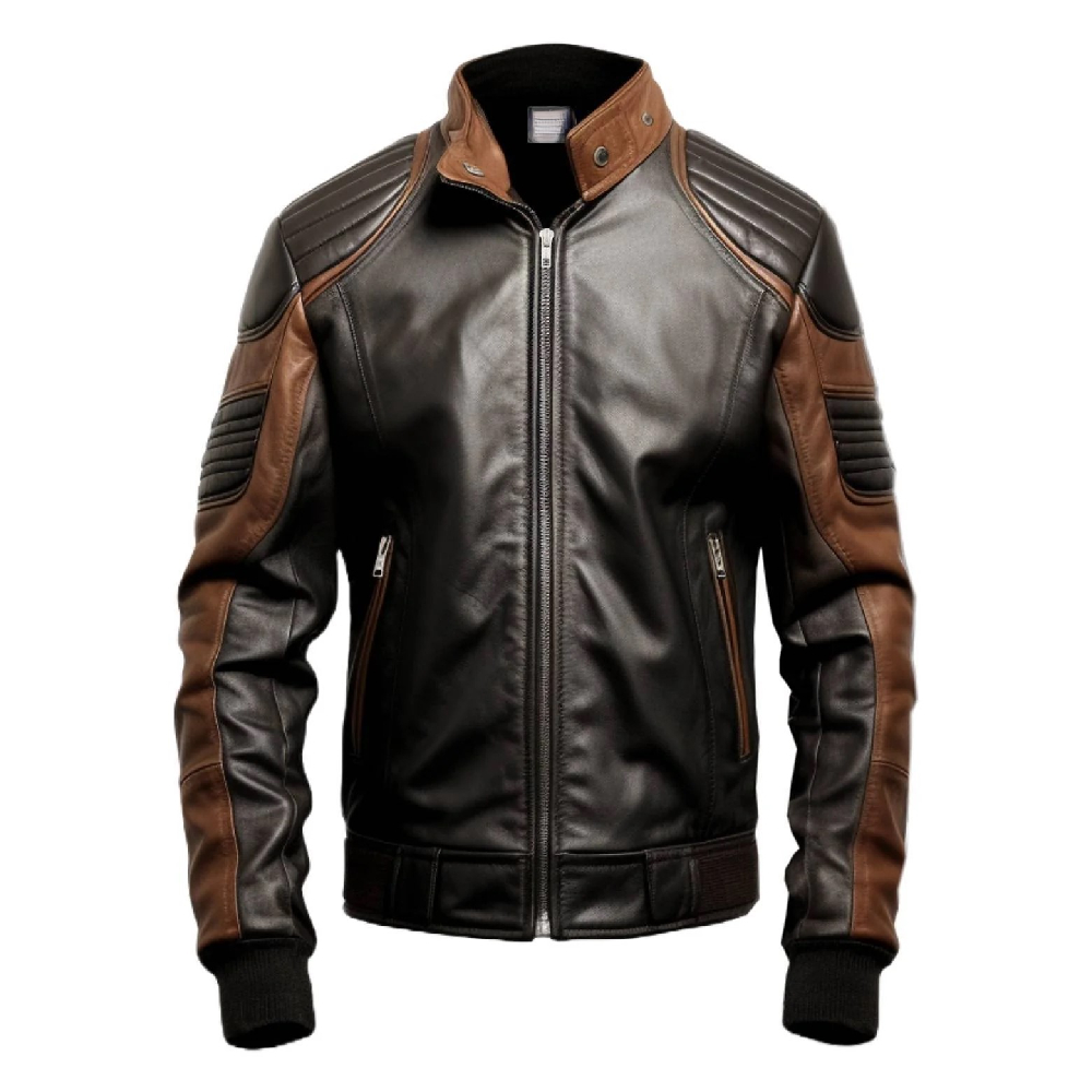 Men’s Fashion Black & Brown Café Racer Biker Leather Jacket Men’s Biker Leather Jacket