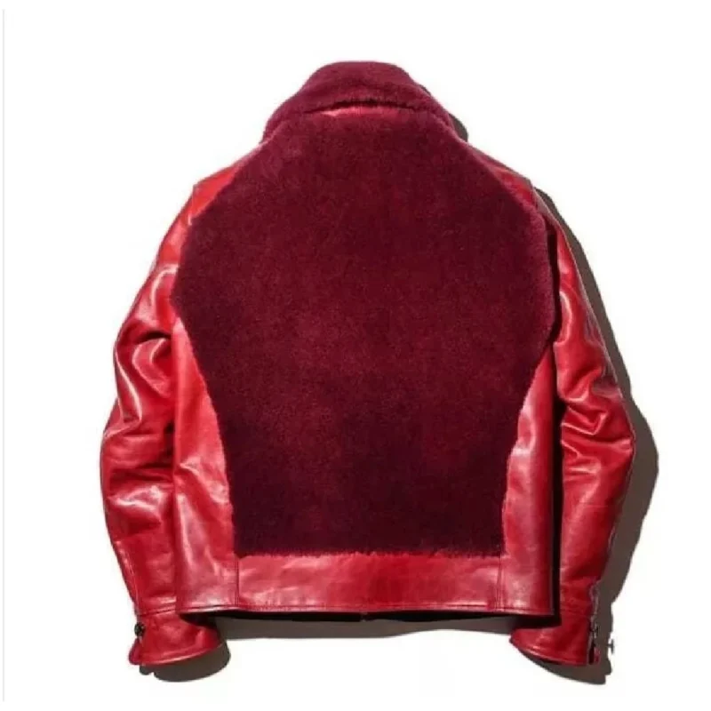 Mens Biker Leather Shearling Jacket