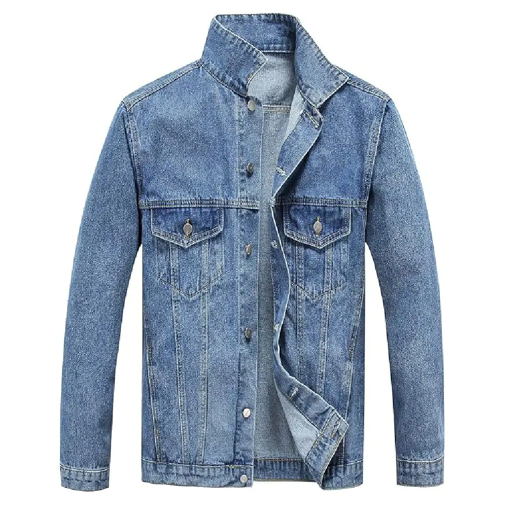 Men’s Blue Denim Trucker Jacket – Casual Loose Fit Men’s Denim Jacket