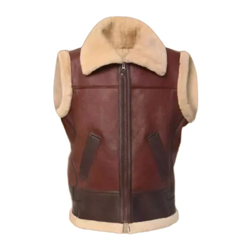 Men’s Faux Fur Vest Leather Jacket