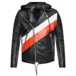 Men’s Hooded Leather Biker Jacket