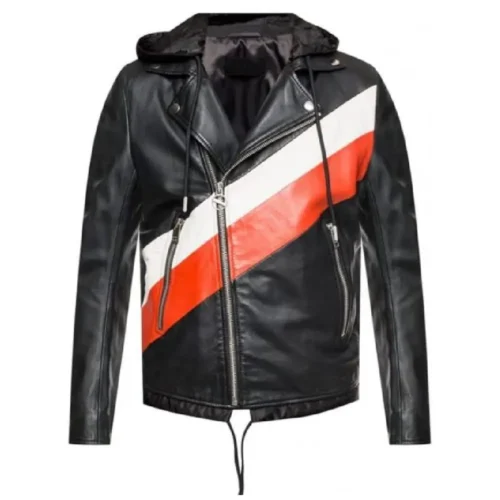Men’s Hooded Leather Biker Jacket