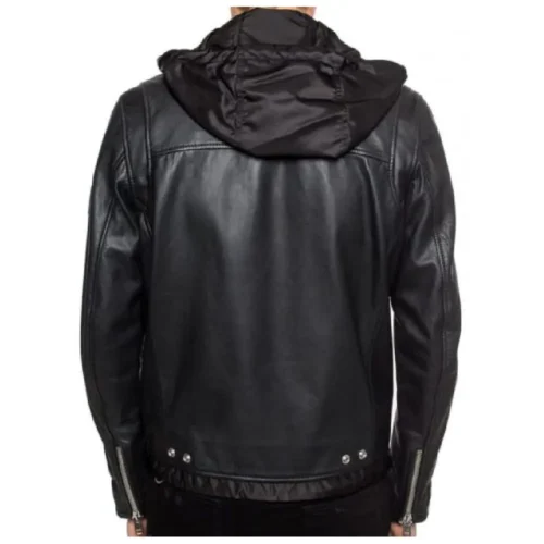 Men’s Hooded Leather Biker Jacket