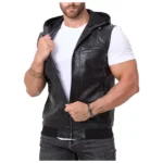 Men’s Leather Vest Hooded Jacket