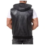 Men’s Leather Vest Hooded Jacket