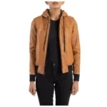 Women’s Hooded Leather Bomber Jacket
