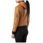 Women’s Hooded Leather Bomber Jacket
