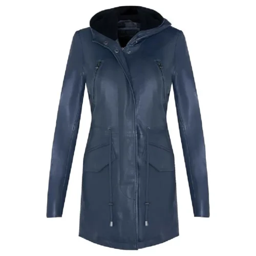 Women’s Leather Hooded Coat