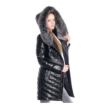 Women’s Leather Jacket Hooded Fur