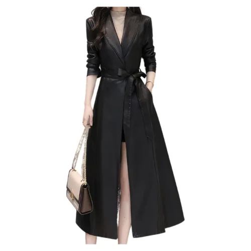 Women’s Long Leather Coat
