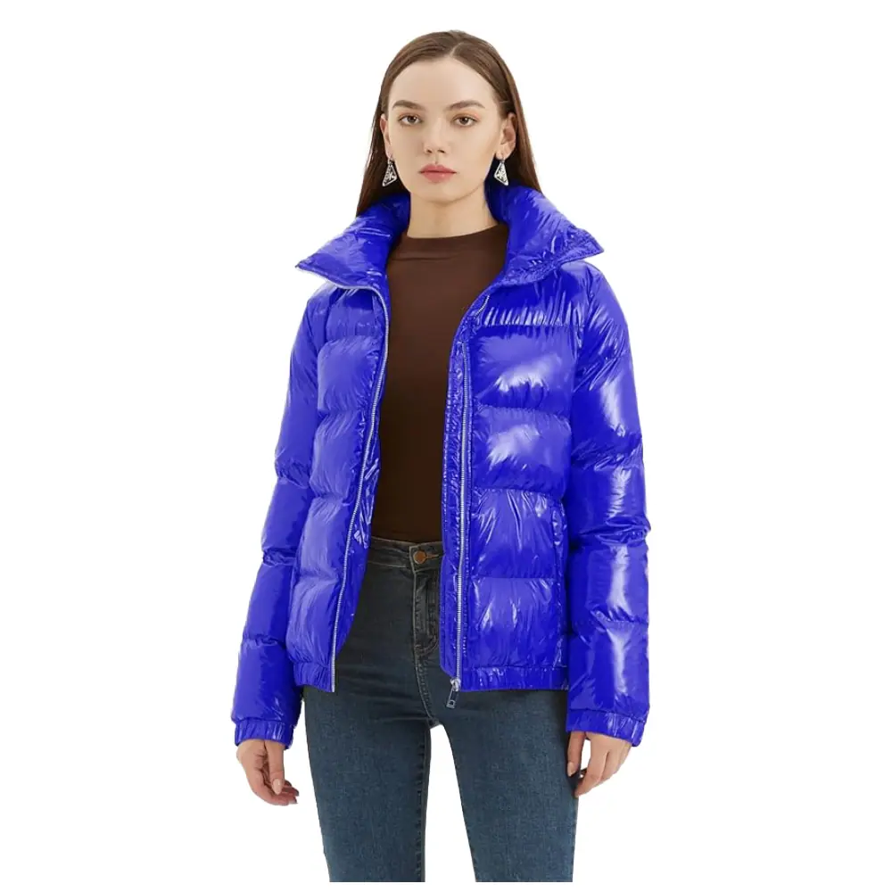 Women’s Glossy Quilted Puffer Jacket – Winter Style Women’s Puffer Jacket