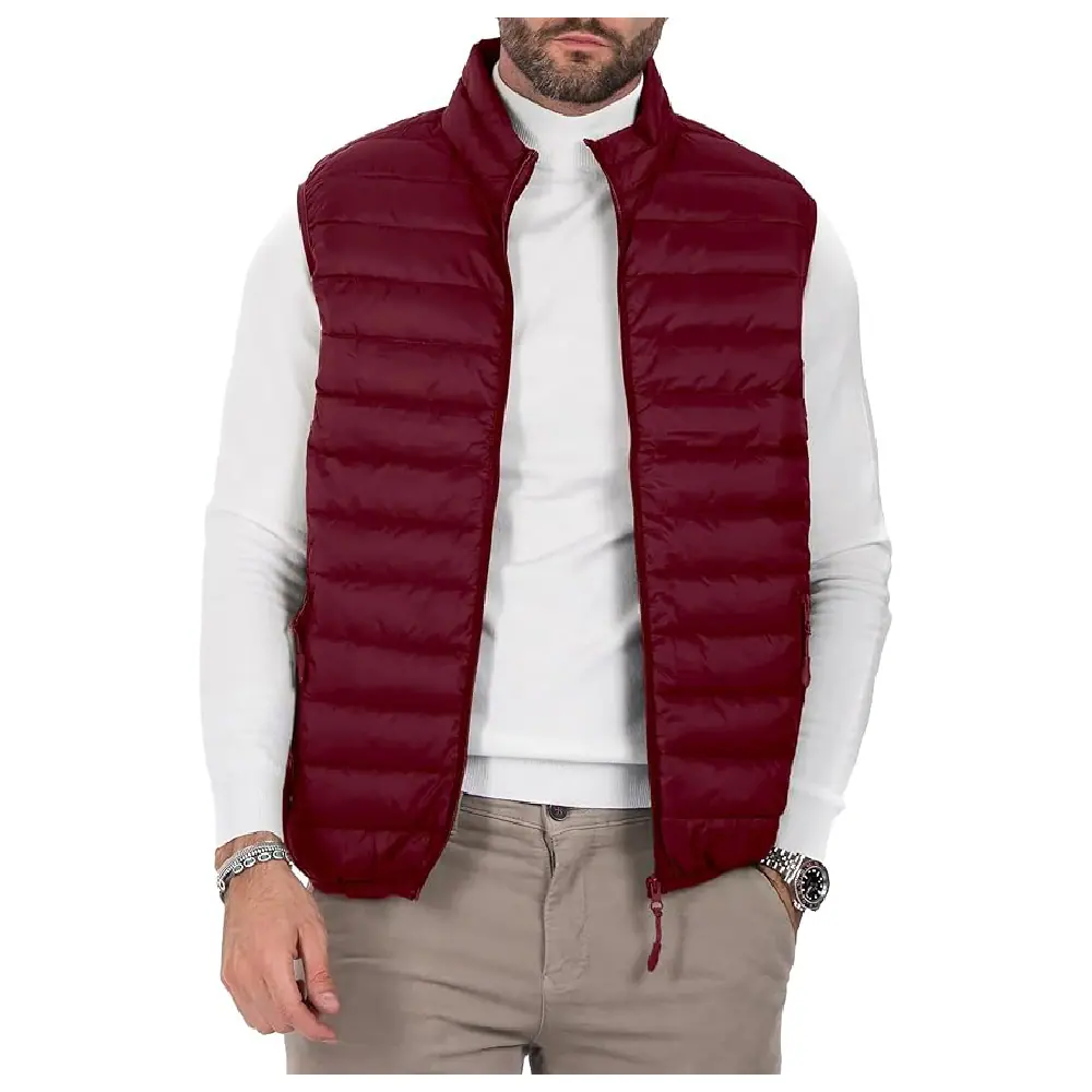 Men’s Wine Red Sleeveless Puffer Vest Jacket Men’s Puffer Vest Jacket