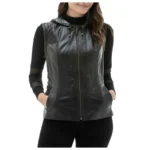 Women’s Hooded Leather Vest Jacket