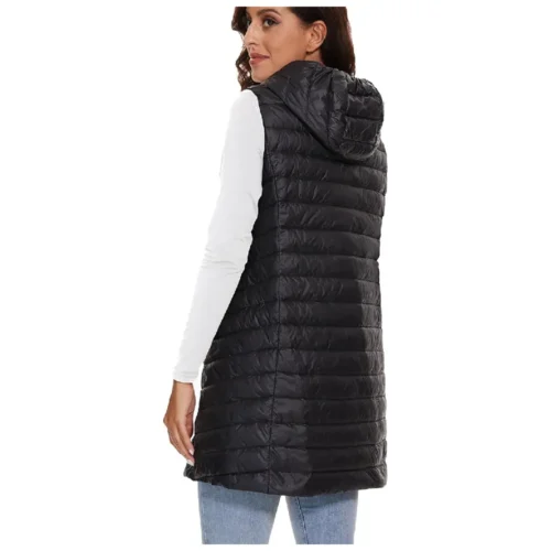 Women’s Hooded Long Puffer Vest Jacket