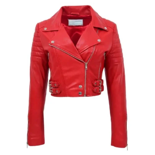 Women’s Leather Biker Jacket Short