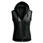 Women’s Leather Hooded Vest Jacket