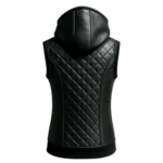 Women’s Leather Hooded Vest Jacket