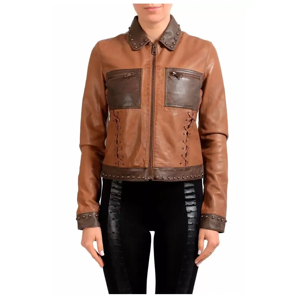 Women’s Classic Brown Leather Jacket – Fashion Stylish Women’s Leather Jacket