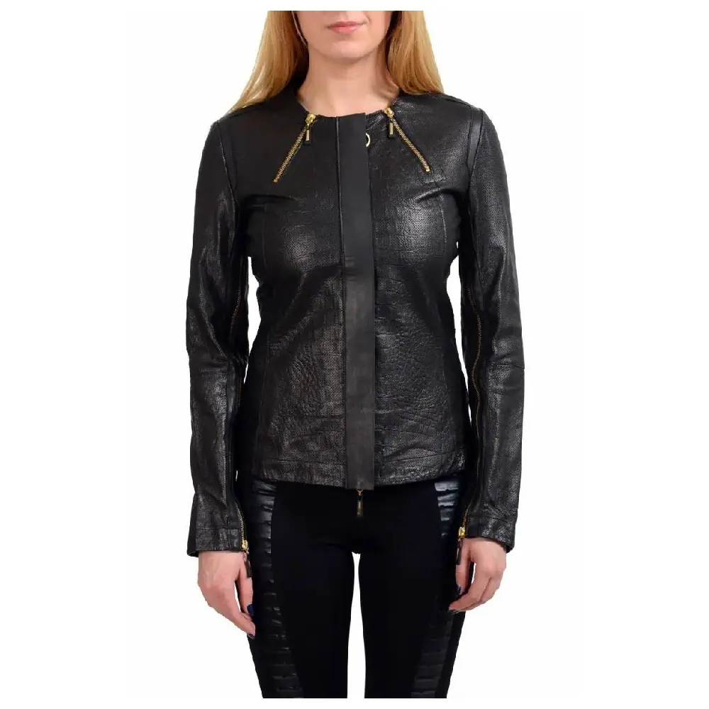 Women’s Genuine Basic Black Leather Jacket – Fashion Stylish Women’s Leather Jacket