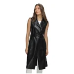 Women’s Leather Long Vest Jacket