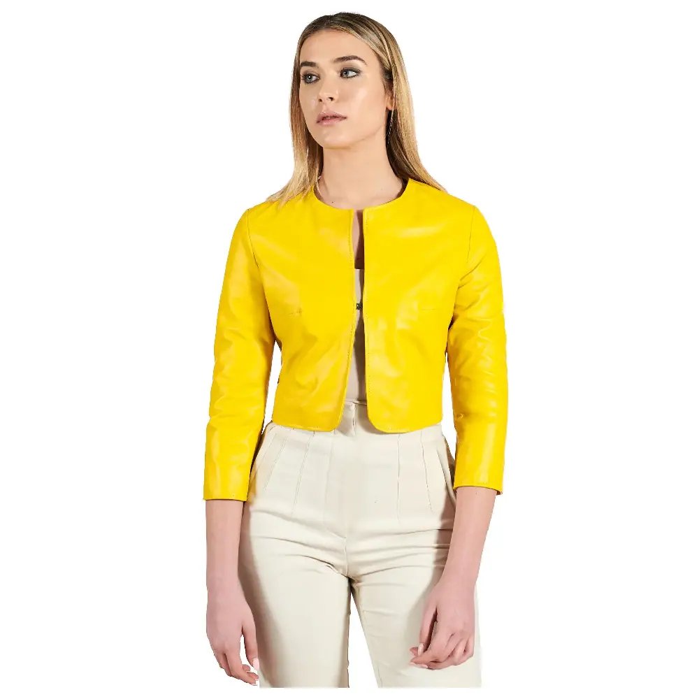 Women’s Lilac Lambskin Bolero Short Leather Jacket Women’s Short Leather Jacket