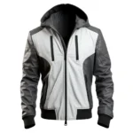 Men’s Bomber Hooded Leather Jacket