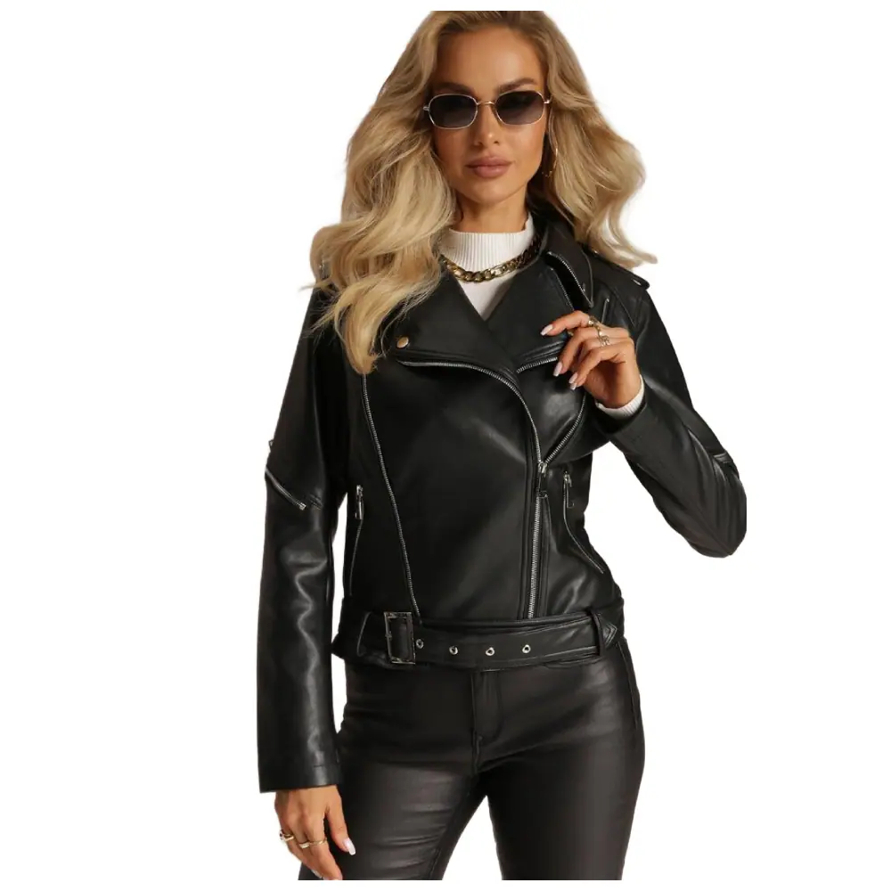 Women’s Cowhide Brando Biker Leather Jacket – Punk Police MBF Women’s Biker Leather Jacket