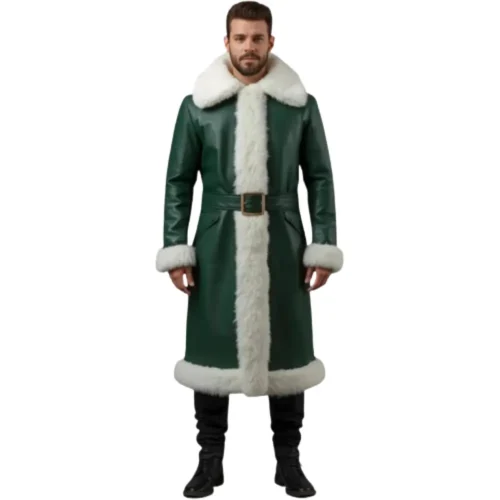 Men’s Christmas Leather Long Coat