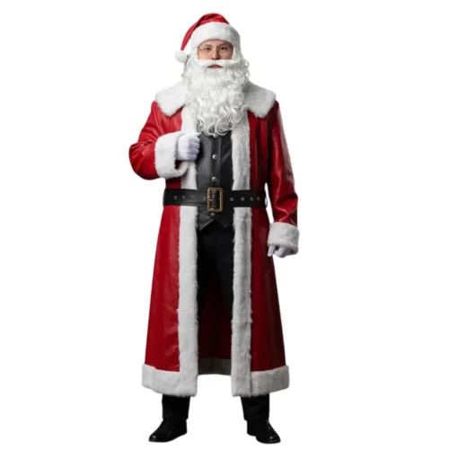 Men’s Christmas Leather Long Coat