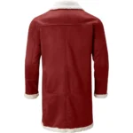 Men’s Red Shearling Santa Christmas Leather Long Coat