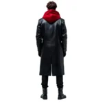 Men’s Hooded Leather Long Coat