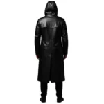 Men’s Hooded Leather Long Coat