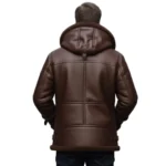 Men’s Hooded Leather Long Jacket