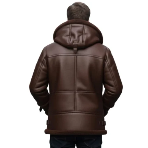 Men’s Hooded Leather Long Jacket