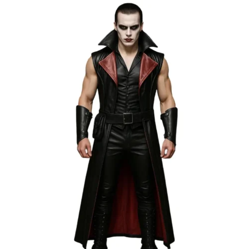 Men’s Leather Long Vest Coat