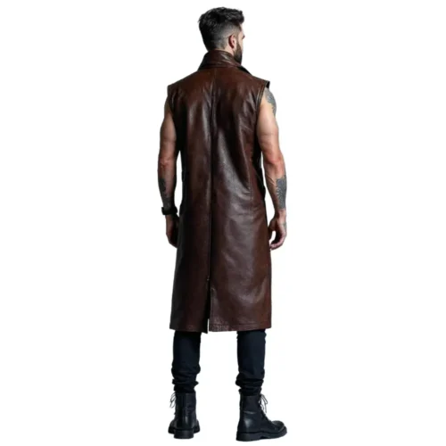 Men’s Leather Long Vest Coat