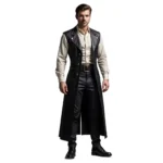 Men’s Leather Long Vest Jacket
