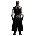 Men’s Leather Long Vest Jacket