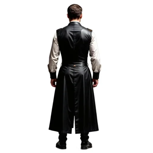 Men’s Leather Long Vest Jacket