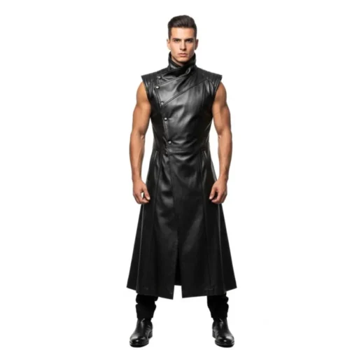 Men’s Long Leather Vest Coat
