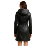 Women’s Hooded Leather Coat