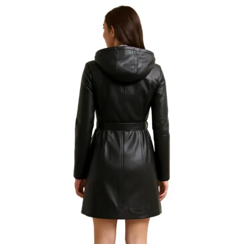 Women’s Hooded Leather Coat