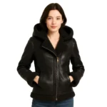 Women’s Hooded Leather Jacket