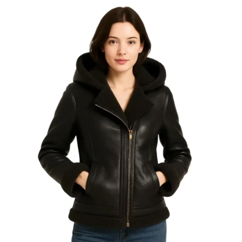 Women’s Hooded Leather Jacket